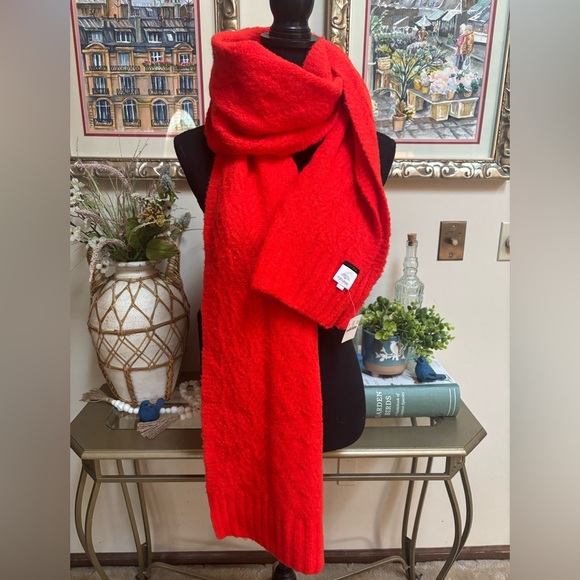J.CREW BLACK LABEL ORANGE WOOL BLEND OVERSIZED SOFT UNISEX SCARF 13.5”X 85”L NWT - Picture 1 of 8